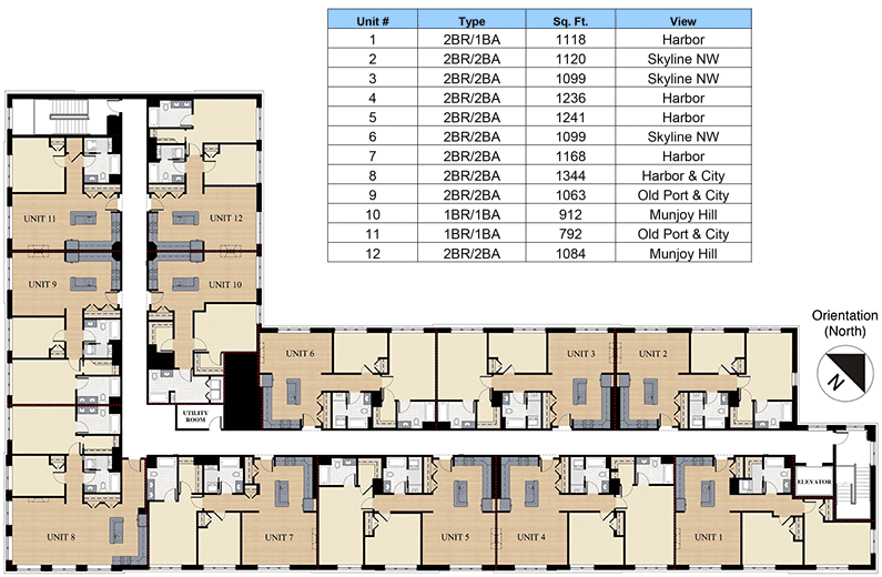 Residences colored all units Hampton Inn Portland ME